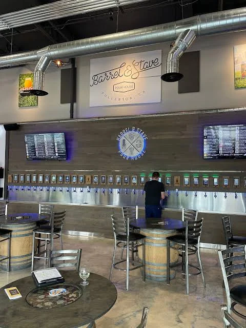 Barrel & Stave tap wall and barrel tables