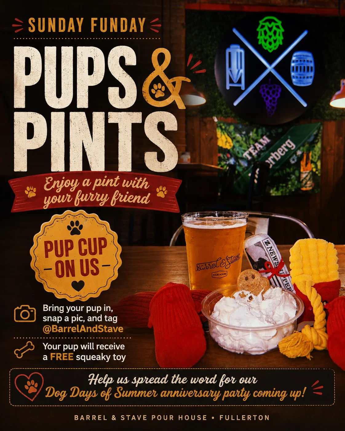 Pups and Pints event at Barrel & Stave